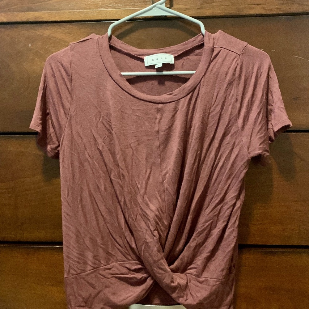 Mauve colored tie front top
